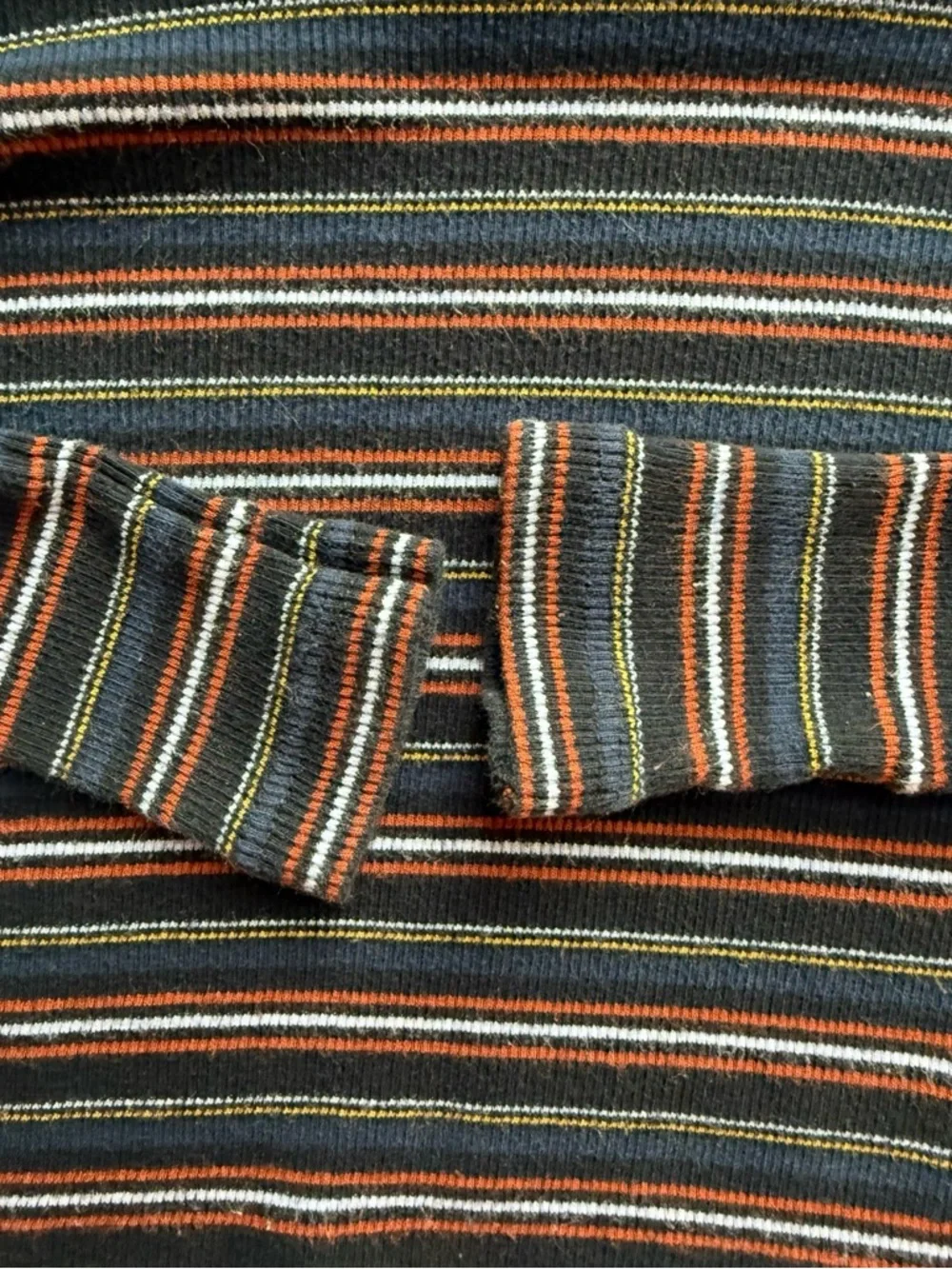Brandy Melville Black Multi-Stripe Long Sleeve Cropped Top Size XS Y2K Stretch - Picture 7 of 10